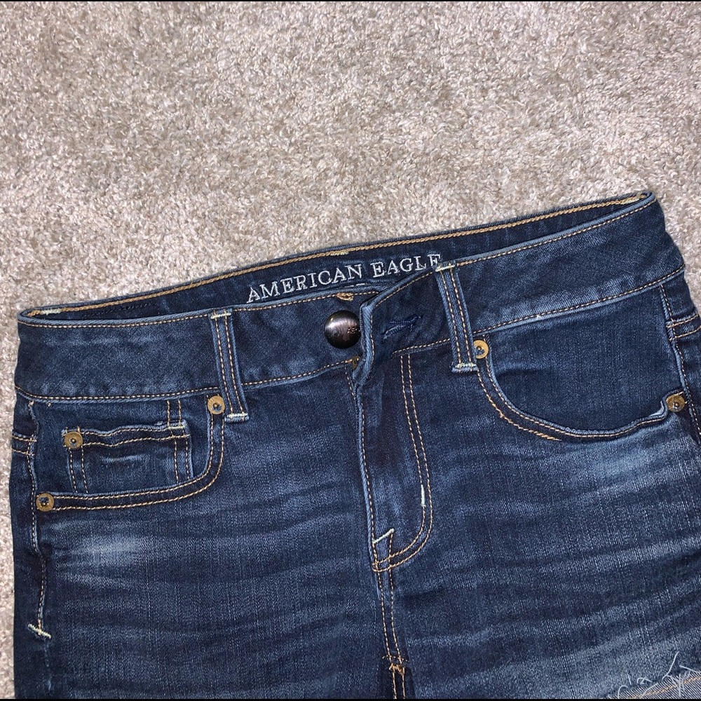 American Eagle Shortie Blue Jean shorts size 0 - Picture 3 of 12